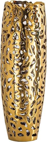 Golden Vase, Ceramics Vase for Modern Room Decor, Floor Vase for Bedroom Decor Farmhouse Decor and Kitchen Décor in Saudi Arabia