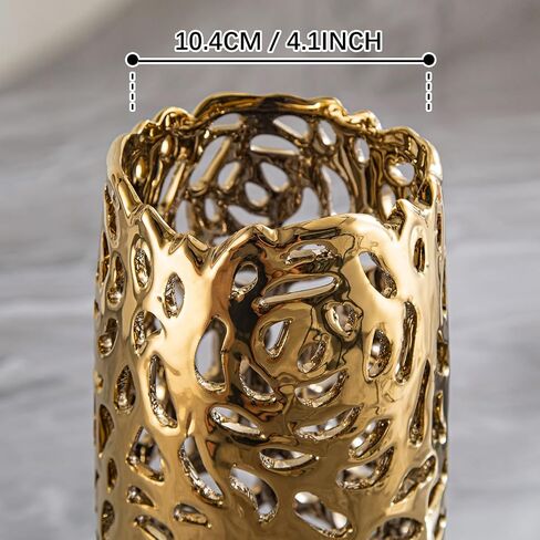 Golden Vase, Ceramics Vase for Modern Room Decor, Floor Vase for Bedroom Decor Farmhouse Decor and Kitchen Décor in Saudi Arabia