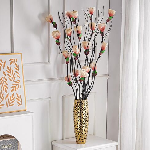 Golden Vase, Ceramics Vase for Modern Room Decor, Floor Vase for Bedroom Decor Farmhouse Decor and Kitchen Décor in Saudi Arabia