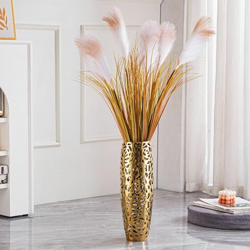 Golden Vase, Ceramics Vase for Modern Room Decor, Floor Vase for Bedroom Decor Farmhouse Decor and Kitchen Décor in Saudi Arabia