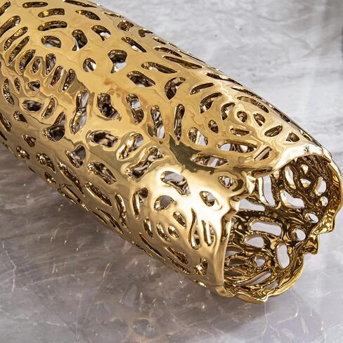 Golden Vase, Ceramics Vase for Modern Room Decor, Floor Vase for Bedroom Decor Farmhouse Decor and Kitchen Décor in Saudi Arabia
