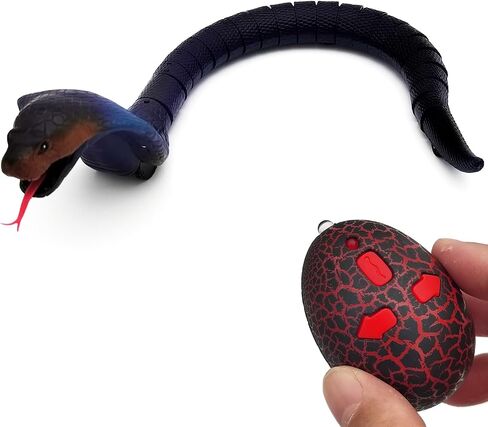 Tipmant Realistic Remote Control Snake RC Animal Toy Crawling Electric Electronic Battery Powered Honored for Kids Cat Halloween Christmas Prank Birthday Gifts (Black) in Saudi Arabia