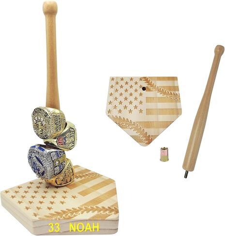 Reversible Personalized Gifts Baseball Ring Holder Display Case Softball Tournament Championship Sports Memorabilia Organizer Wood Personalized Gifts For Kids,Dad,Grandpa in Kuwait