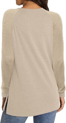 NILOUFO Womens Long Sleeve T Shirts Casual Blouses Trendy Tops Side Split Tunics in Saudi Arabia