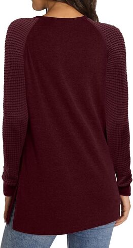 NILOUFO Womens Long Sleeve T Shirts Casual Blouses Trendy Tops Side Split Tunics in Saudi Arabia