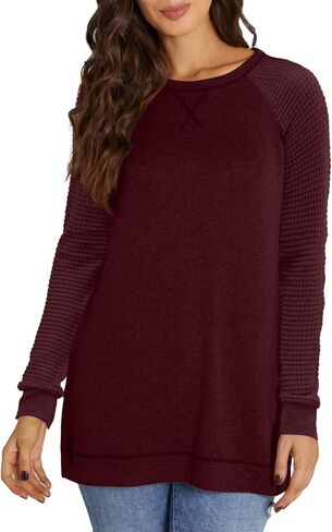 NILOUFO Womens Long Sleeve T Shirts Casual Blouses Trendy Tops Side Split Tunics in Saudi Arabia