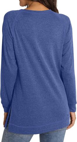 NILOUFO Womens Long Sleeve T Shirts Casual Blouses Trendy Tops Side Split Tunics in Saudi Arabia