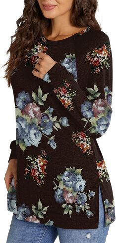 تيشيرتات نسائية بأكمام طويلة من NILOUFO، بلوزات كاجوال، قمصان عصرية وفتحة جانبية in Kuwait