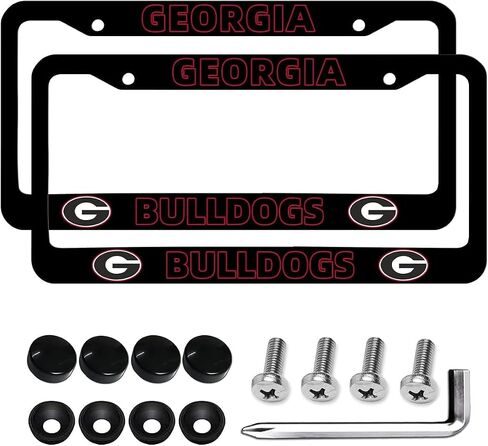 2 Packs Matte Black for Ga Bulldogs License Plate Frames -2 Holes License Plate Holder for UGA,Universal Aluminum Tag Frame for License Plate for Front and Rear Car Tags in Saudi Arabia