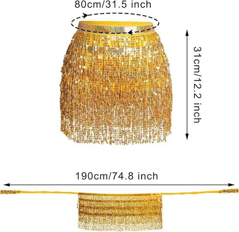الترتر شرابة وشاح الورك سباركلي هامش تنورة رقص البطن مع السراويل الغنائم المعدنية الهذيان قيعان للنساء in Kuwait