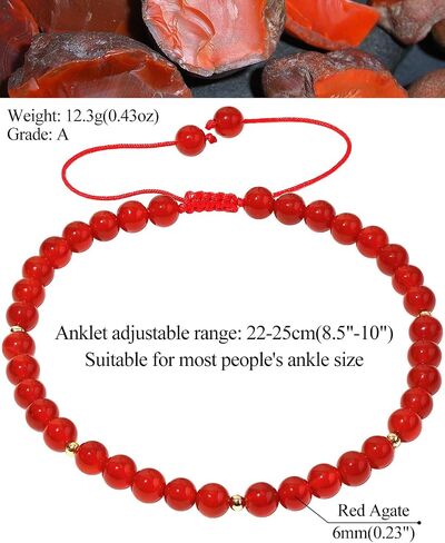 Jewever 6mm Reiki Semi-Precious Gemstones and Crystals Beaded Anklet Spiritual Energy Ankle Bracelets for Women in Kuwait