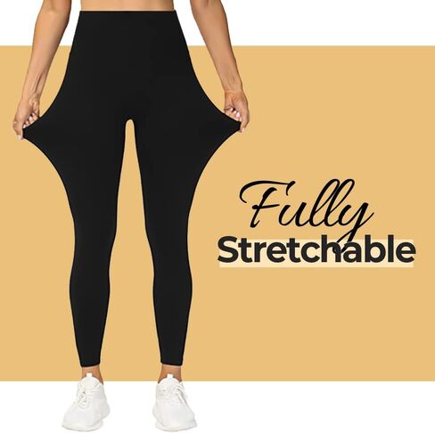 Lilyana Women's Cotton/Spandex Regular Fit Black Track Stretchable Leggings, Perfect for Workout in Saudi Arabia