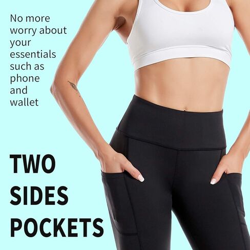 سروال يوجا CAMBIVO بجيوب + بنطال ضيق للتمرين للنساء (كبير) in Kuwait