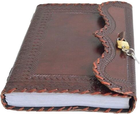 vintage crafts Leather Large Journal Handmade Diary | Antique Blank Book | 10" Vintage Style Brown Notebook | Daily Planner With Lock and Key gift for men & Women in Kuwait