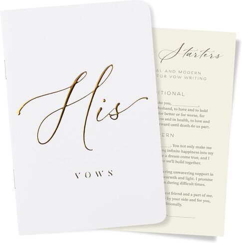 ARTESORI Wedding Vow Book for Him, Soft Touch, Gold Foil Engraving & 28 Lined Pages - Wedding Vow Books His and Hers, Wedding Essentials, Wedding Registry Ideas, Wedding Day Gifts, Groom Book [White] in Saudi Arabia