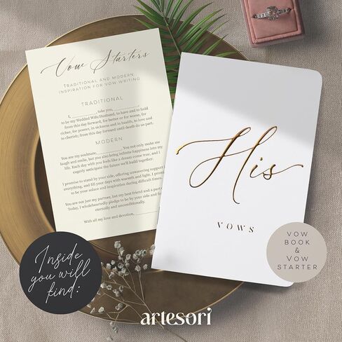ARTESORI Wedding Vow Book for Him, Soft Touch, Gold Foil Engraving & 28 Lined Pages - Wedding Vow Books His and Hers, Wedding Essentials, Wedding Registry Ideas, Wedding Day Gifts, Groom Book [White] in Saudi Arabia