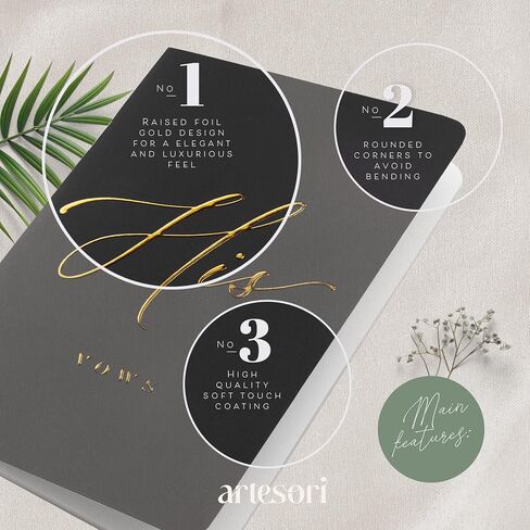 ARTESORI Wedding Vow Book for Him, Soft Touch, Gold Foil Engraving & 28 Lined Pages - Wedding Vow Books His and Hers, Wedding Essentials, Wedding Registry Ideas, Wedding Day Gifts, Groom Book [White] in Saudi Arabia