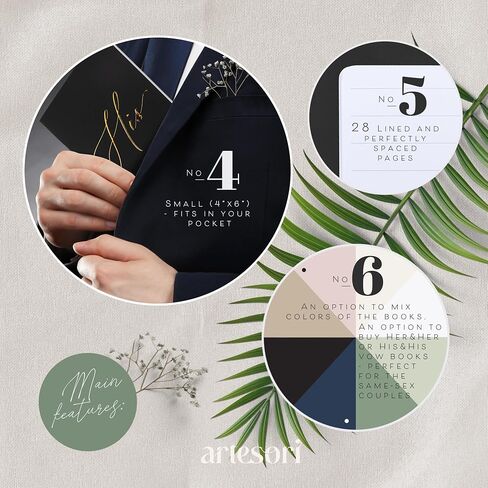 ARTESORI Wedding Vow Book for Him, Soft Touch, Gold Foil Engraving & 28 Lined Pages - Wedding Vow Books His and Hers, Wedding Essentials, Wedding Registry Ideas, Wedding Day Gifts, Groom Book [White] in Saudi Arabia