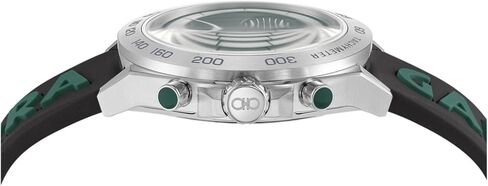 ساعة فيراغامو أوربان كوليكشن الفاخرة للرجال بسوار أسود وهيكل فضي ومينا أخضر، ستانلس ستيل، SFKF00223 in Kuwait