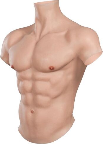 بدلة عضلات من السيليكون من KUMIHO، لوحة صدر واقعية للرجال، ياقة عالية، صدر ABS مزيف ممتاز لحفلات الهالوين المتحولين جنسيًا in Kuwait