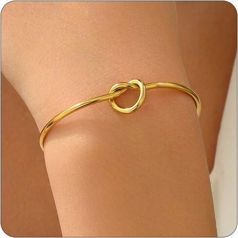 Gold Bracelet for Women 18K Gold Plated Dainty Forever Love Knot Bracelet Bangle Bridesmaid Proposal Gifts for Wedding in Kuwait