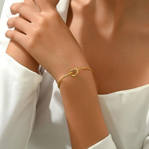 Gold Bracelet for Women 18K Gold Plated Dainty Forever Love Knot Bracelet Bangle Bridesmaid Proposal Gifts for Wedding in Kuwait