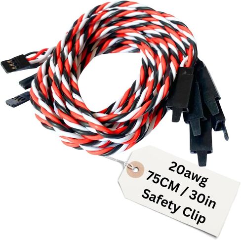 BackBayRC - 20awg Twisted Servo Extension Cable w/Safety Clip - 100 Strands for RC Vehicles, Drones, E-Bikes - 7 Lengths / 5 Wires per Pack (30CM / 12in) in Saudi Arabia