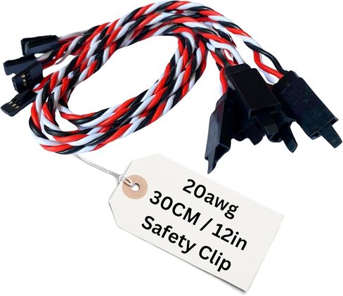 BackBayRC - 20awg Twisted Servo Extension Cable w/Safety Clip - 100 Strands for RC Vehicles, Drones, E-Bikes - 7 Lengths / 5 Wires per Pack (30CM / 12in) in Saudi Arabia