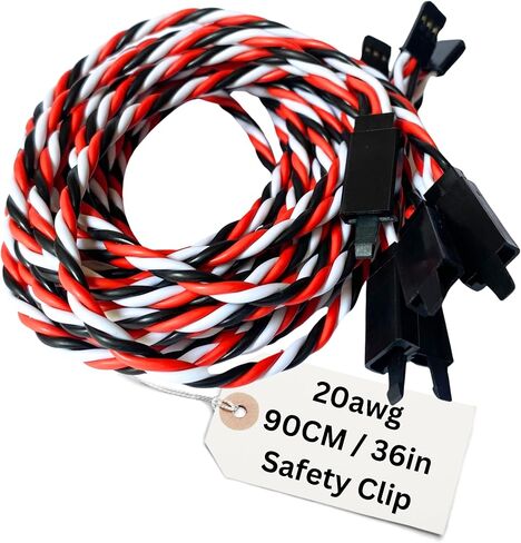 BackBayRC - 20awg Twisted Servo Extension Cable w/Safety Clip - 100 Strands for RC Vehicles, Drones, E-Bikes - 7 Lengths / 5 Wires per Pack (30CM / 12in) in Saudi Arabia