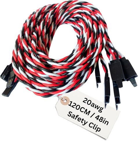 BackBayRC - 20awg Twisted Servo Extension Cable w/Safety Clip - 100 Strands for RC Vehicles, Drones, E-Bikes - 7 Lengths / 5 Wires per Pack (30CM / 12in) in Saudi Arabia
