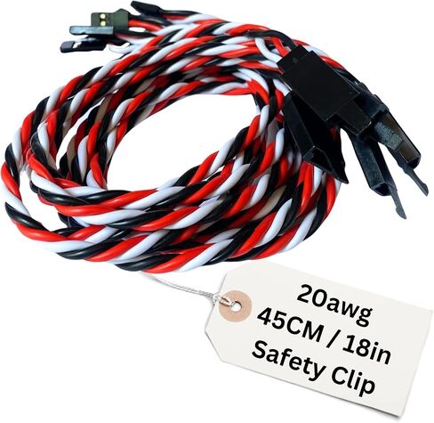 BackBayRC - 20awg Twisted Servo Extension Cable w/Safety Clip - 100 Strands for RC Vehicles, Drones, E-Bikes - 7 Lengths / 5 Wires per Pack (30CM / 12in) in Saudi Arabia