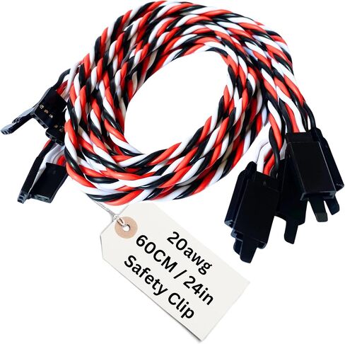BackBayRC - 20awg Twisted Servo Extension Cable w/Safety Clip - 100 Strands for RC Vehicles, Drones, E-Bikes - 7 Lengths / 5 Wires per Pack (30CM / 12in) in Saudi Arabia
