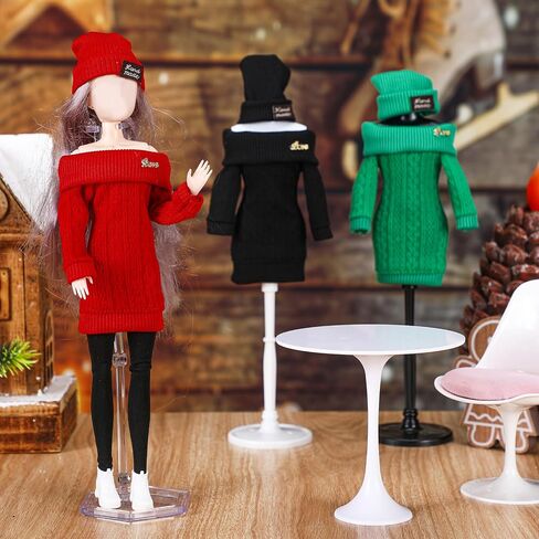 Geyoga 3 Set 12 Pcs Winter Christmas Doll Clothes and Accessories 12 Inch Doll Suit Doll Pants Shoes Sweater Outfits, Dolls are Not Included(Red, Green, Black) in Saudi Arabia