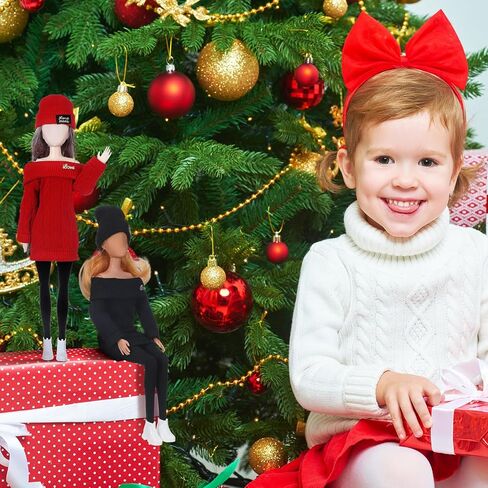 Geyoga 3 Set 12 Pcs Winter Christmas Doll Clothes and Accessories 12 Inch Doll Suit Doll Pants Shoes Sweater Outfits, Dolls are Not Included(Red, Green, Black) in Saudi Arabia