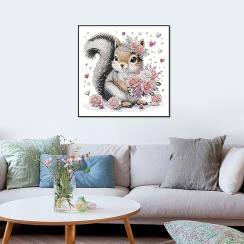 hill froeistung Special Shape Squirrel Diamond Art Painting Kits for Adults,Flower Diamond Art Kits for Beginners,Love Diamond Art Kits for Home Decor12×12inch Animals in Saudi Arabia