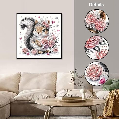 hill froeistung Special Shape Squirrel Diamond Art Painting Kits for Adults,Flower Diamond Art Kits for Beginners,Love Diamond Art Kits for Home Decor12×12inch Animals in Saudi Arabia