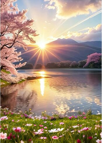 MXJSUA Diamond Painting Kits for Adults, Diamond Art Kits for Adults, Gem Art Kits for Adults for Gift Home Wall Decor 12x16inch, Sunset in Saudi Arabia