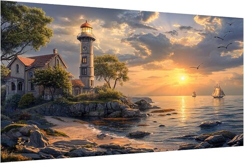 HeeBenor Large Diamond Art Kits for Adults Landscapes, 5D Mountain Diamond Painting Kits, DIY Full Drill Diamond Art Sunset Lake, Gem Art Kit for Adults for Home Wall Decor 27.5 X 15.7 Inch in Kuwait