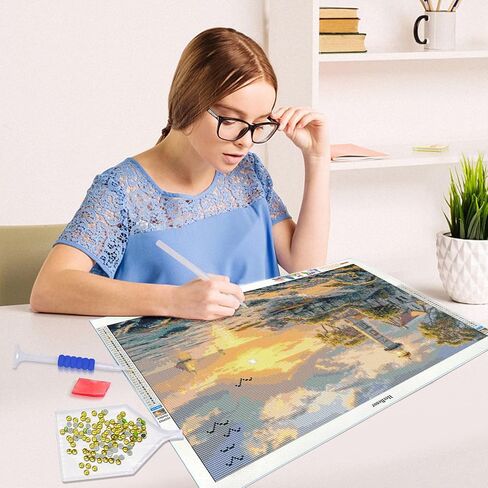 HeeBenor Large Diamond Art Kits for Adults Landscapes, 5D Mountain Diamond Painting Kits, DIY Full Drill Diamond Art Sunset Lake, Gem Art Kit for Adults for Home Wall Decor 27.5 X 15.7 Inch in Kuwait