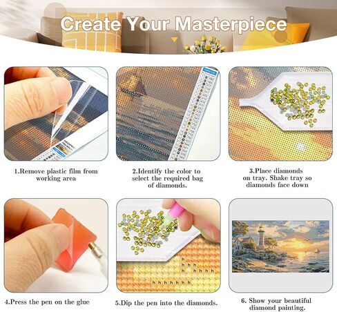 HeeBenor Large Diamond Art Kits for Adults Landscapes, 5D Mountain Diamond Painting Kits, DIY Full Drill Diamond Art Sunset Lake, Gem Art Kit for Adults for Home Wall Decor 27.5 X 15.7 Inch in Kuwait