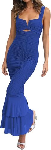 فستان ضيف الزفاف بحزام نسائي من houstil التجاعيد الشبكية لحفلات الكوكتيل وحفلات الكوكتيل والصيف in Kuwait