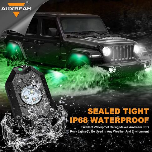 Auxbeam Rock Lights RGB 8 Pods LED Rock Lights for Truck, Under Glow Light Kit for Car UTV Off Road SUV Boat, Bluetooth Wheel Well Lights Compatible with Rock Lights for ATV, Waterproof in Saudi Arabia