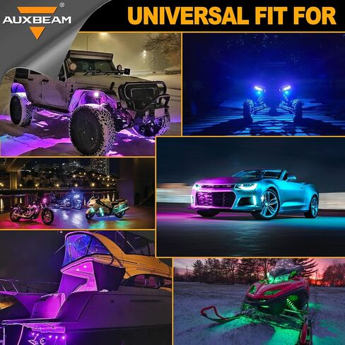 Auxbeam Rock Lights RGB 8 Pods LED Rock Lights for Truck, Under Glow Light Kit for Car UTV Off Road SUV Boat, Bluetooth Wheel Well Lights Compatible with Rock Lights for ATV, Waterproof in Saudi Arabia