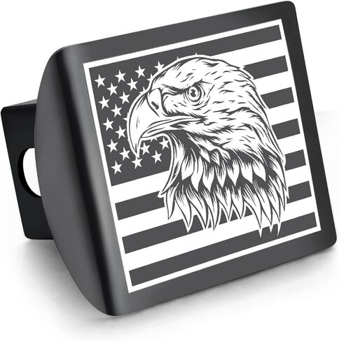 STEEL HAWK Heavy Duty American Flag Stainless Steel Trailer Hitch Cover for 2-Inch Receivers-PVD Black American Flag Eagle in Saudi Arabia