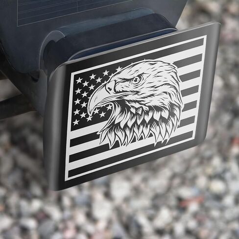STEEL HAWK Heavy Duty American Flag Stainless Steel Trailer Hitch Cover for 2-Inch Receivers-PVD Black American Flag Eagle in Saudi Arabia