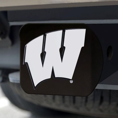 FANMATS 21055 Wisconsin Badgers غطاء ربط معدني أسود مع شعار معدني كروم ثلاثي الأبعاد in Saudi Arabia