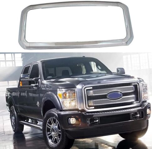 أغطية شواية الكروم من YOUNGERCAR لـ 2011-2016 Ford F-250 F-350 F-450 F-550 غطاء شبكة غطاء المصد الأمامي ABS فائق التحمل (ليس بديلاً للشبكة) in Kuwait