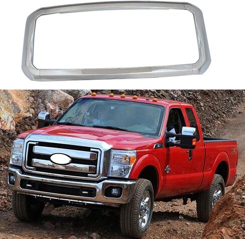 أغطية شواية الكروم من YOUNGERCAR لـ 2011-2016 Ford F-250 F-350 F-450 F-550 غطاء شبكة غطاء المصد الأمامي ABS فائق التحمل (ليس بديلاً للشبكة) in Kuwait