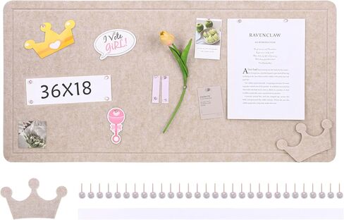 Foldable Large Felt Bulletin Board - 36'' x 18'', Decorative Picture Framed Display Board with 35 Rose Pins for School, Home, Kitchen & Office Walls() (deep Camel, 36'' x 18'') in Saudi Arabia