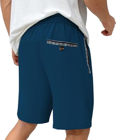UOUA Men's Casual Shorts 7" Drawstring Summer Beach Stretch Waist Quick Dry Golf Athletic Gym Short in Saudi Arabia